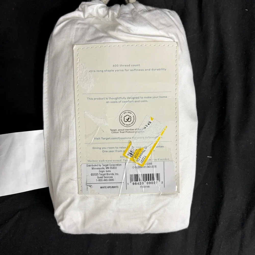 King 600 Thread Count Sateen Pillowcases White - Casaluna™